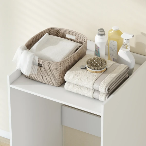 Badkamerkast Niskast Met Open Rek, Badkamerkast Voor Badkamer, Kleine Ruimtes, 64 X 60 X 97,5 Cm, Wit