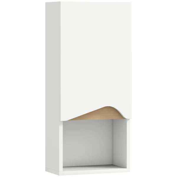 Badkamerkast Wandkast Met Soft Close Deur En Open Vak 30 X 17 X 67 Cm Wit