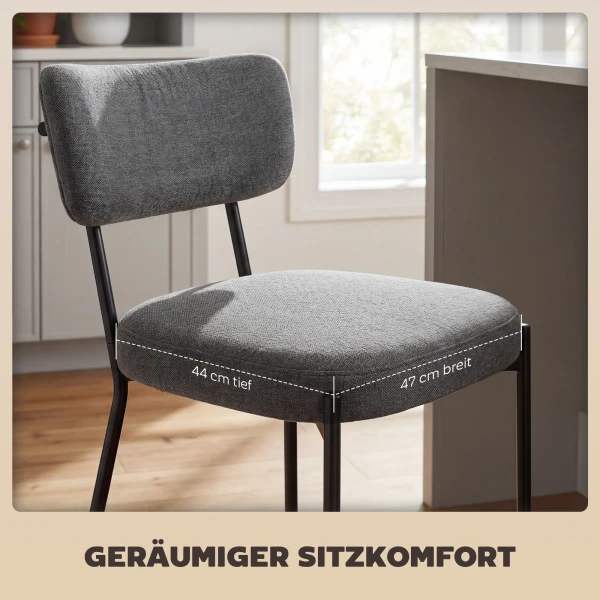 Barkrukken In Set Van 2, Gestoffeerde Barkrukken Met Gebogen Rugleuning, Voor Keukeneiland, Ontbijtruimte, Grijs