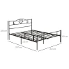 Bed 165 X 207 Cm Bedframe Met Lattenbodem Van Staal, Onderbedopslag, Tweepersoonsbed, Zwart