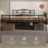 Bed 165 X 207 Cm Bedframe Met Lattenbodem Van Staal, Onderbedopslag, Tweepersoonsbed, Zwart