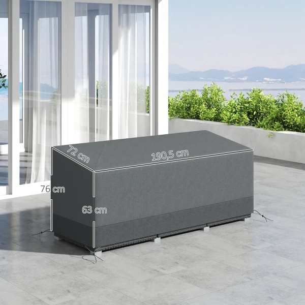 Beschermhoes Voor Tuinmeubelen Winterbestendig Waterdicht Hoes Anti UV 600D Oxford Stof 190,5 X 72 X 76cm Lichtgrijs