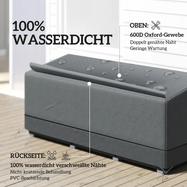 Beschermhoes Voor Tuinmeubelen Winterbestendig Waterdicht Hoes Anti UV 600D Oxford Stof 190,5 X 72 X 76cm Lichtgrijs