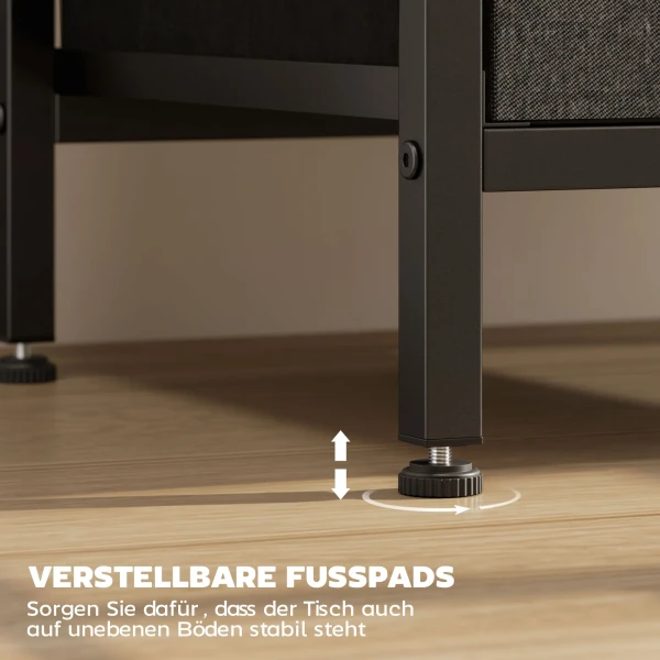 Bijzettafel Salontafel Met Oplaadstation, Stalen Frame, USB C poorten, Laden, Haken, 40cm X 30cm X 60cm Zwart