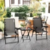 Bistro Set 3 delig Van Staal Weerbestendig Tuinmeubel Set Met Inklapbare Bistrotisch Bekerhouder Tuinstoelen Donkergrijs
