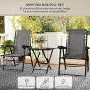 Bistro Set 3 delig Van Staal Weerbestendig Tuinmeubel Set Met Inklapbare Bistrotisch Bekerhouder Tuinstoelen Donkergrijs