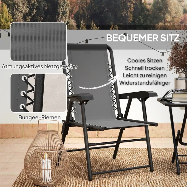 Bistro Set 3 delig Van Staal Weerbestendig Tuinmeubel Set Met Inklapbare Bistrotisch Bekerhouder Tuinstoelen Donkergrijs