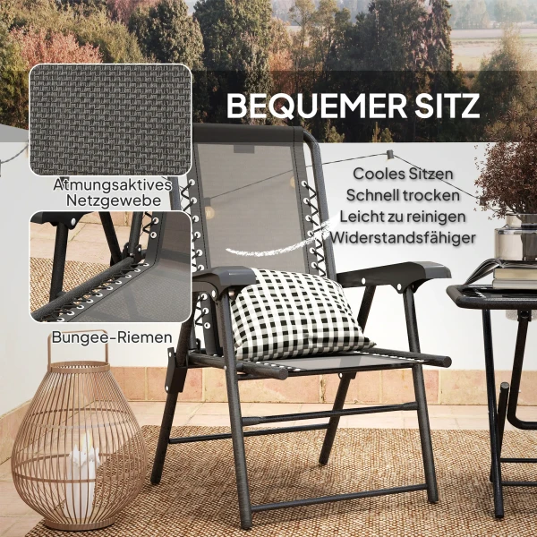 Bistro Set 3 delig Van Staal Weerbestendig Tuinmeubel Set Met Inklapbare Bistrotisch Bekerhouder Tuinstoelen Zwart