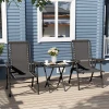 Bistro Set 3 delig Van Staal Weerbestendig Tuinmeubel Set Met Inklapbare Bistrotisch Bekerhouder Tuinstoelen Zwart