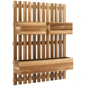Bloembakken Set, Wandmontage, Vrij Verplaatsbaar, Massief Hout, 60 X 16 X 80 Cm