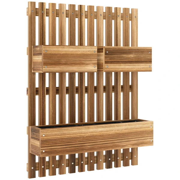 Bloembakken Set, Wandmontage, Vrij Verplaatsbaar, Massief Hout, 60 X 16 X 80 Cm