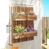 Bloembakken Set, Wandmontage, Vrij Verplaatsbaar, Massief Hout, 60 X 16 X 80 Cm