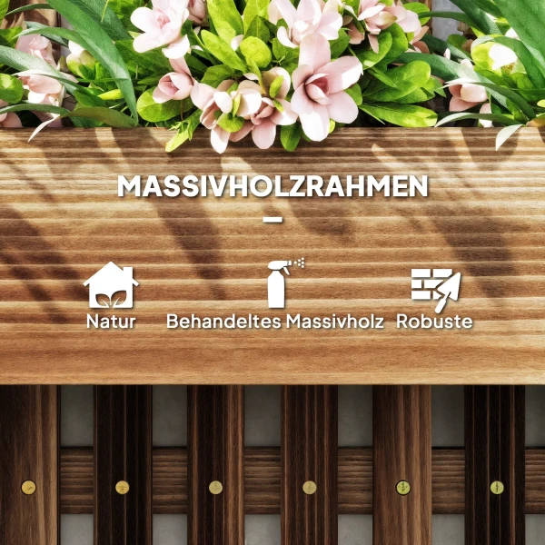 Bloembakken Set, Wandmontage, Vrij Verplaatsbaar, Massief Hout, 60 X 16 X 80 Cm