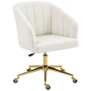Bureaustoel In Fluweeloptiek, Schuimvulling, In Hoogte Verstelbaar, Rolbaar, Stalen Basis, Crèmewit