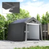 Carport Tentgarage 3x3 M Waterdicht Garagetent Met Roldeur Ventilatieraam Verlengde Randen Donkergrijs