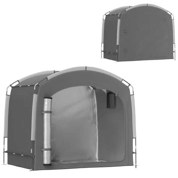 Draagbare Fietsgaragetent Fietsafdekking Voor 3 4 Fietsen Met 2 Zijzakken 205 X 140 X 188 Cm Donkergrijs