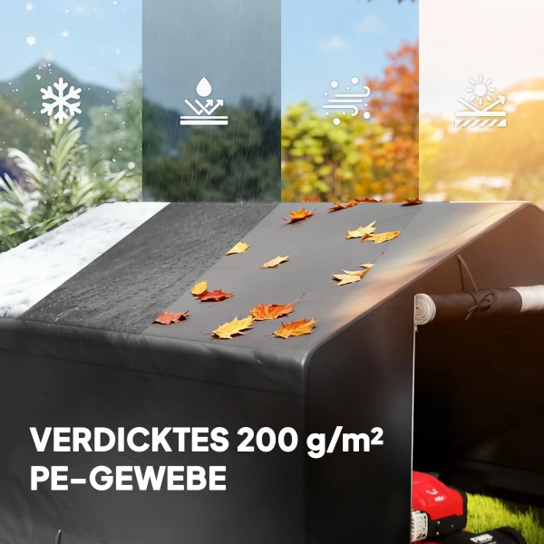 Draagbare Tuinschuur, Fietsentent, Roldeur Met Rits, Metalen Frame, Veelzijdige Opslag, Donkergrijs