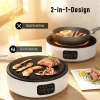 Dual Keramische Kookplaat, 2 in 1 Ontwerp, Voor Koken En Grillen, 2000W, 4 Warmteniveaus, LED display, Vetopvangbak, Wit