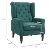 Elegante Oorfauteuil, Dik Gevoerd, Afneembare Hoes, 74 X 86 X 102 Cm, Donkergroen