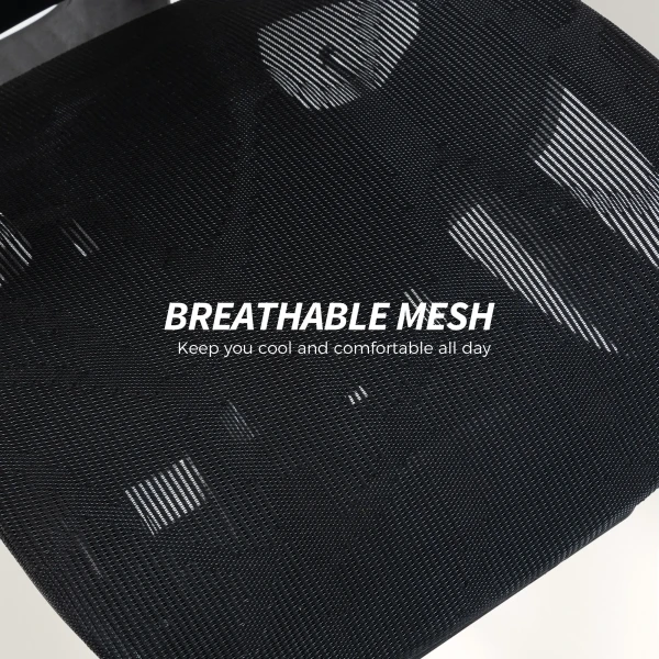 Ergonomische Bureaustoel Met Verstelbare Lenden En Hoofdsteun, 6D Opklapbare Armleuningen, Voetensteun, Net, Zwart