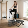Fitness Trampoline Met Verstelbare T greep, Opvouwbaar, Draagtas, 120 Kg Draagvermogen, Staal, Kunststof, Zwart