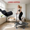 Fitness Trampoline Met Verstelbare T greep, Opvouwbaar, Draagtas, 120 Kg Draagvermogen, Staal, Kunststof, Zwart