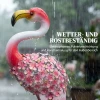 Flamingo Tuinbeelden Set Van 2, Florale Veer Metalen Vogels, Staande Sculpturen Met Grondankers, Rood