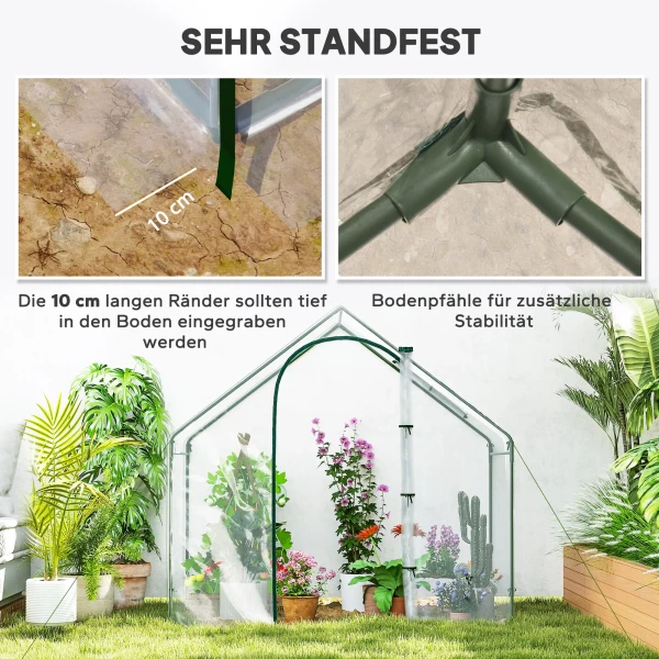 Foliekas, Beloopbaar, Dakvenster, Oprolbare Deur, Roestvrij Metalen Frame, 180 X 100 X 168 Cm, Transparant