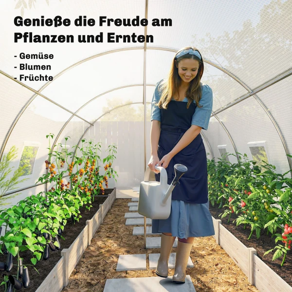 Foliekas, Kunststof Afdekking, Gaasdeur, Steunstangen, Wit