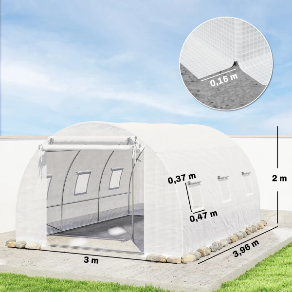 Foliekas, Kunststof Afdekking, Gaasdeur, Steunstangen, Wit