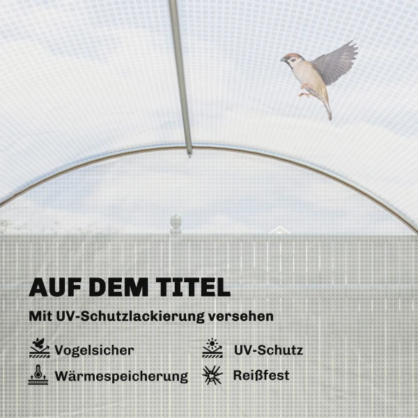 Foliekas, Kunststof Afdekking, Gaasdeur, Steunstangen, Wit