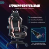 Gaming stoel Met Kattenoren, Kantelbare Rugleuning, Uitschuifbare Voetensteun, Tot 120 Kg, Roze/Zwart