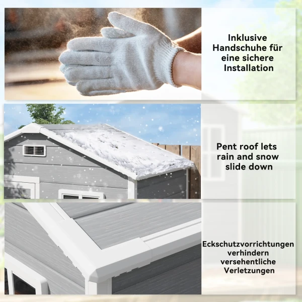 Gereedschapshuis 1,9m² 182 X 121 X 200cm Gereedschapsschuur Met Zadeldak Bodem Afsluitbare Deur