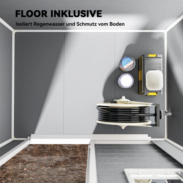 Gereedschapshuis 1,9m² 182 X 121 X 200cm Gereedschapsschuur Met Zadeldak Bodem Afsluitbare Deur