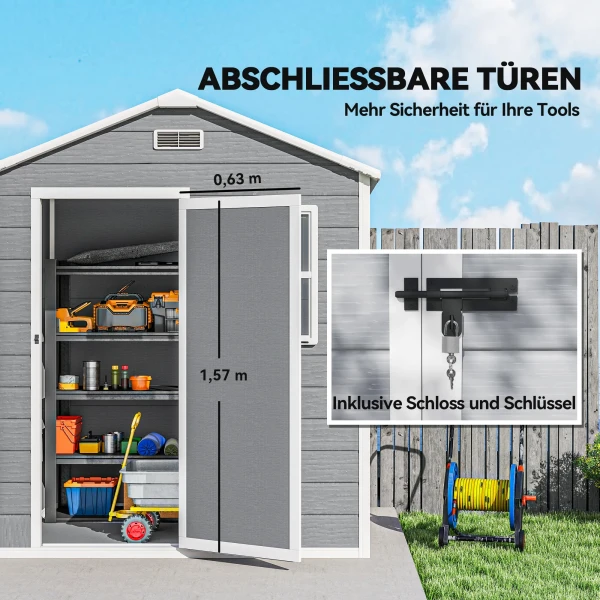 Gereedschapshuis 1,9m² 182 X 121 X 200cm Gereedschapsschuur Met Zadeldak Bodem Afsluitbare Deur