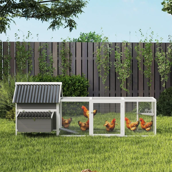 Grote Kippenhok Voor 7 10 Kippen, Zitstokken, Schommel, Venster, Nestkasten, Gaas, Grijs