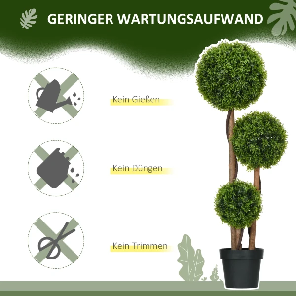 Grote Kunstmatige Buxusboom 110cm, UV bestendige Kunstplant Met 3 Ballen Voor Woonkamer Slaapkamer Kantoor Tuin