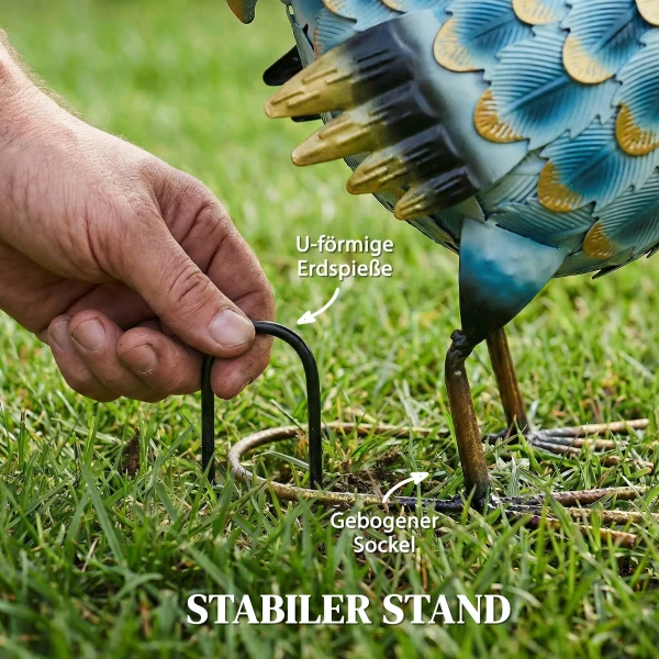 Hahn Tuinstandbeeld, Metalen Tuinfiguur, 41 Cm Staande Hahn Sculptuur Met Grondankers, Meerkleurig