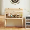 Hamsterkooi, Dwerghamsterverblijf, Klein Dierenhok Met Accessoires, Waterfles, 110 X 52 X 101 Cm, Hout, Kunststof