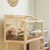 Hamsterkooi, Dwerghamsterverblijf, Klein Dierenhok Met Accessoires, Waterfles, 110 X 52 X 101 Cm, Hout, Kunststof