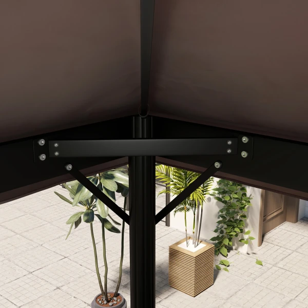 Hoes Voor Tuinpaviljoen 3x4 M, 2 laags, Gemaakt Van Oxford stof 600D Met Afvoeropeningen, Koffie