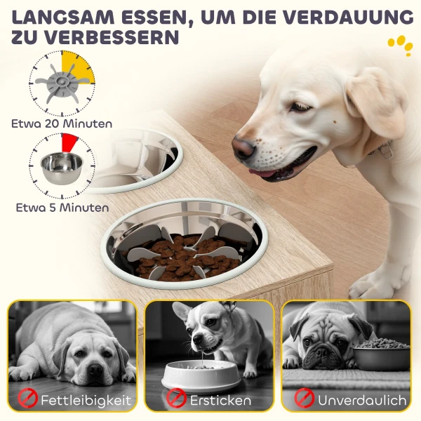 Hondenvoerstation Met 2 Roestvrijstalen Kommen, Kast Voor Keukengerei, Voor Grote Honden, Accessoires, Hout