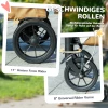 Hondenwagen, Opvouwbare Hondenbuggy Voor Grote Honden, Huisdierwagen Met 4 Wielen, Veiligheidslijnen, Remmen, Bruin