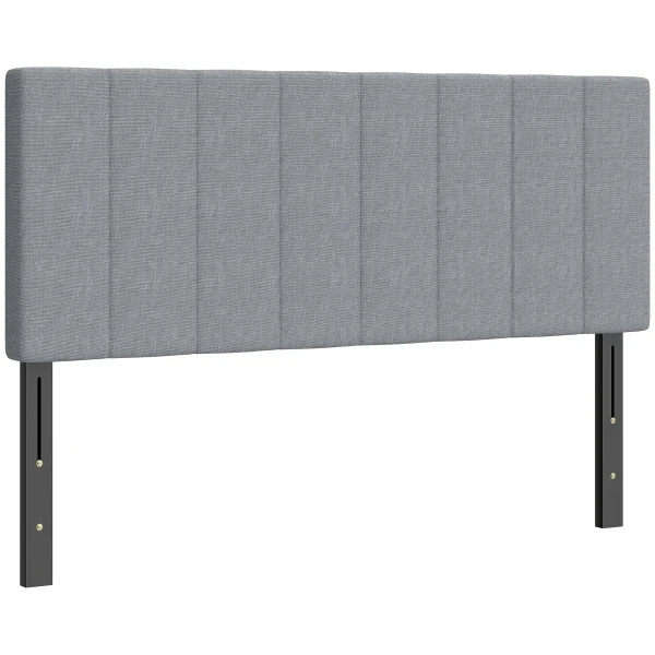 Hoofdeinde Met 3 Verstelbare Hoogtes, Bedhoofdeinde Met Metalen Poten, Linnenlook Voor Slaapkamer 160x10x106/116/126 Cm Grijs