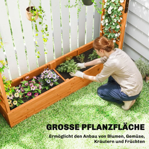 Hoog Bed Met Klimrek En Dak, Voor Bloemen, Fruit, Groenten, Kruiden, 196 X 44 X 181 Cm, Hout, Oranje