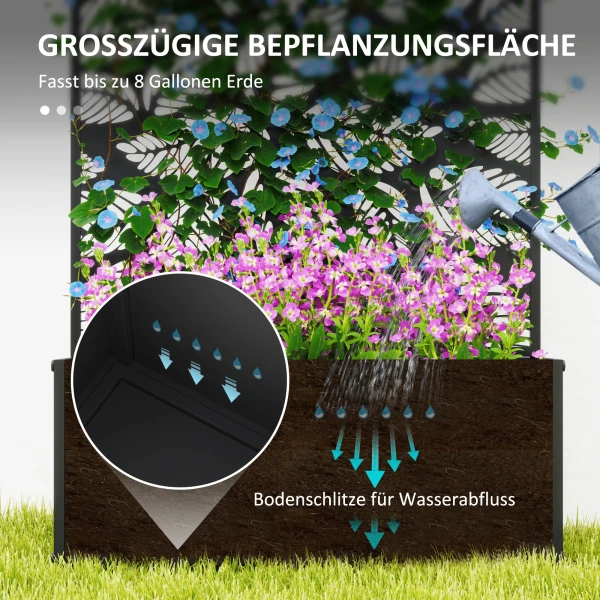 Hoog Bed Met Privacy Paneel, Klimrek, Metaal, Zwart