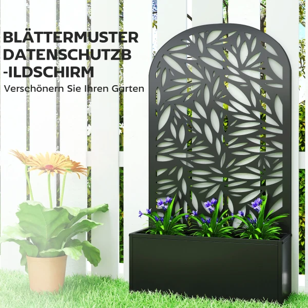 Hoog Bed Van Metaal Met Klimrek, Wandmontage Of Vrijstaande Plantenbak Met Zichtbescherming
