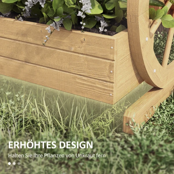 Hoogbed, 3 Lagen, Wagenwieldecor, Natuurhout, 62 X 61 X 57 Cm