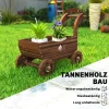 Hoogbed Hout, Plantenbed In Wagenvorm Kweekbed Met 4 Wielen Handvat Tuinbed 68 X 38 X 52cm