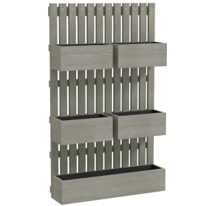 Hoogbed Hout, Verstelbaar Plantenbed Met Klimrek Koude Bak Tuinbed 60x16x100cm Grijs